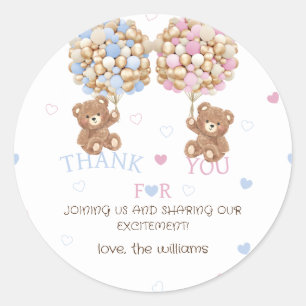 Hearts & Bears Geslacht Onthulling Bedankt Ronde Sticker