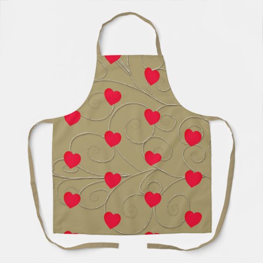 Hearts & Beige All-Over Print Schort (Voorkant)