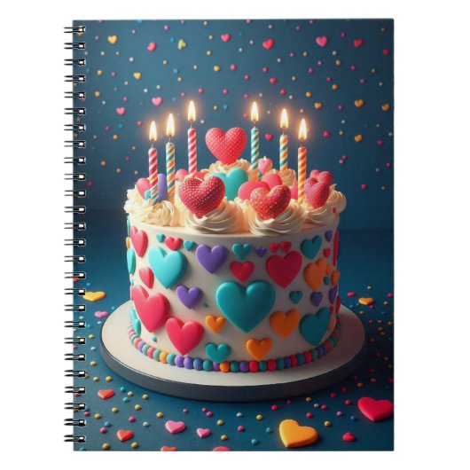Hearts Birth Cake Notitieboek (Voorkant)
