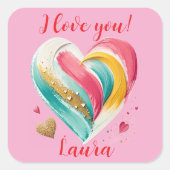 hearts birthday valentine's anniversary vierkante sticker (Voorkant)