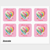 hearts birthday valentine's anniversary vierkante sticker (Vel)