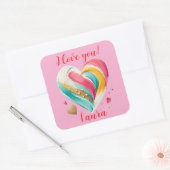 hearts birthday valentine's anniversary vierkante sticker (Envelop)