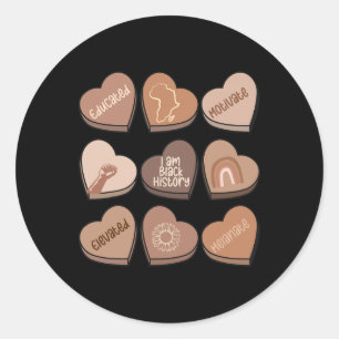 Hearts Black History Month V-day Valentijn Educate Ronde Sticker