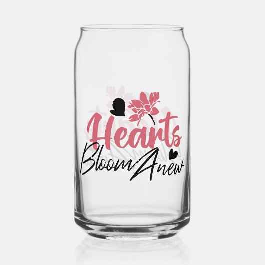 Hearts Bloom Anew - Inspirerend Bloemen Quote Blikvorm Glas (Voorkant)