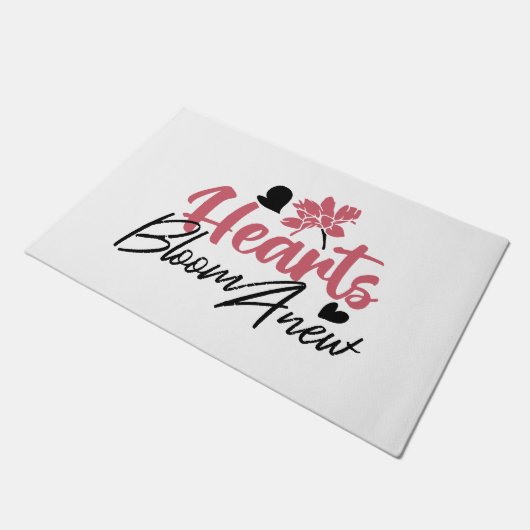 Hearts Bloom Anew - Inspirerend Bloemen Quote Deurmat (Schuin)
