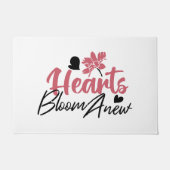 Hearts Bloom Anew - Inspirerend Bloemen Quote Deurmat (Voorkant)