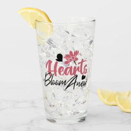 Hearts Bloom Anew - Inspirerend Bloemen Quote Glas