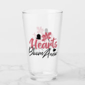 Hearts Bloom Anew - Inspirerend Bloemen Quote Glas (Voorkant)