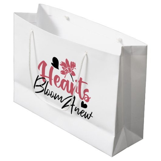 Hearts Bloom Anew - Inspirerend Bloemen Quote Groot Cadeauzakje (Voorkant Gekanteld)