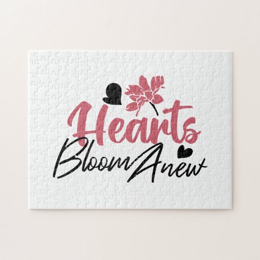 Hearts Bloom Anew - Inspirerend Bloemen Quote Legpuzzel (Horizontaal)