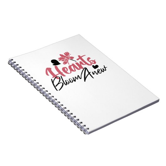 Hearts Bloom Anew - Inspirerend Bloemen Quote Notitieboek (Rechterzijde)