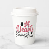 Hearts Bloom Anew - Inspirerend Bloemen Quote Papieren Bekers (Achterkant)