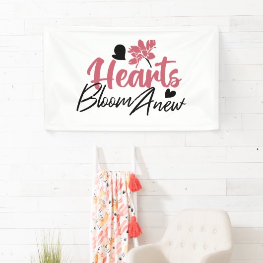 Hearts Bloom Anew - Inspirerend Bloemen Quote Spandoek (Insitu)