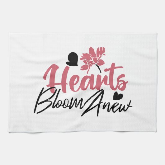 Hearts Bloom Anew - Inspirerend Bloemen Quote Theedoek (Horizontaal)