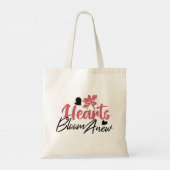 Hearts Bloom Anew - Inspirerend Bloemen Quote Tote Bag (Achterkant)