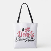 Hearts Bloom Anew - Inspirerend Bloemen Quote Tote Bag (Achterkant)