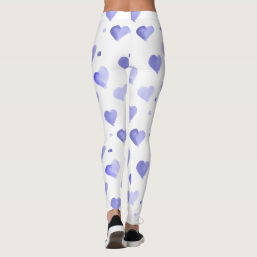 Hearts Blue Waterverf Pattern Leggings (Achterkant)