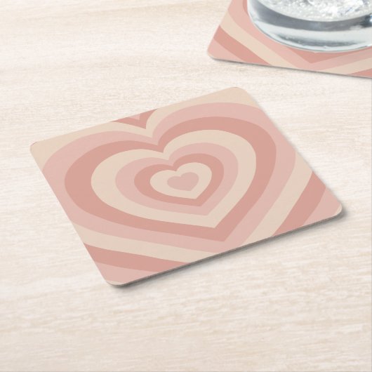 Hearts Blush Beige Kartonnen Onderzetters (Schuin)