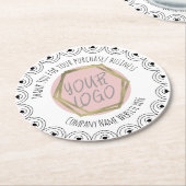 Hearts Border Hand Drage Business Logo Ronde Kartonnen Onderzetter (Gebogen)