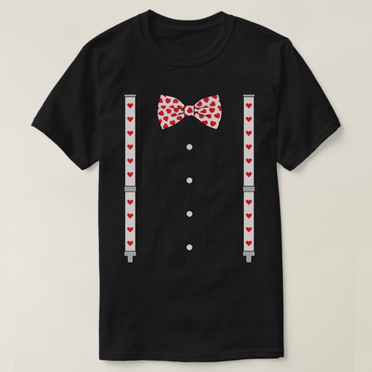 Hearts Bow Stropdas & Suspenders Valentijnsdag Cos T-shirt (Design voorkant)