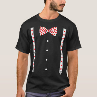 Hearts Bow Stropdas Suspenders Valentijnsdag Kostu T-shirt
