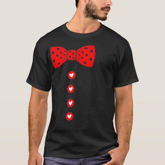 Hearts Bow Stropdas Suspenders Valentijnsdag T-shirt (Voorkant)