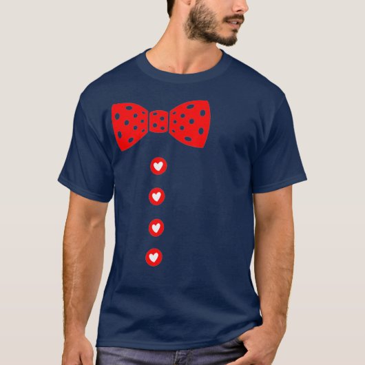 Hearts Bow Stropdas Suspenders Valentijnsdag T-shirt (Voorkant)