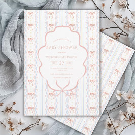 Hearts & Bows  Baby shower Uitnodiging