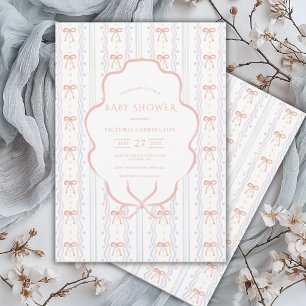 Hearts & Bows  Baby shower Uitnodiging