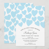 Hearts Boy Baby shower Uitnodiging Blauw (Voorkant / Achterkant)