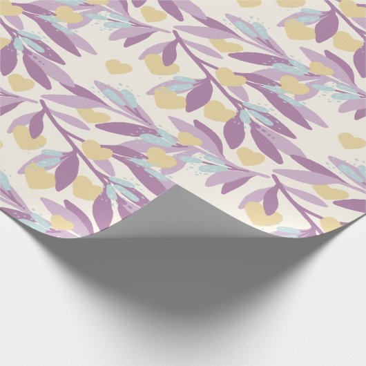 Hearts Branches Valentijn Flowers Love Pattern Cadeaupapier (Hoek)