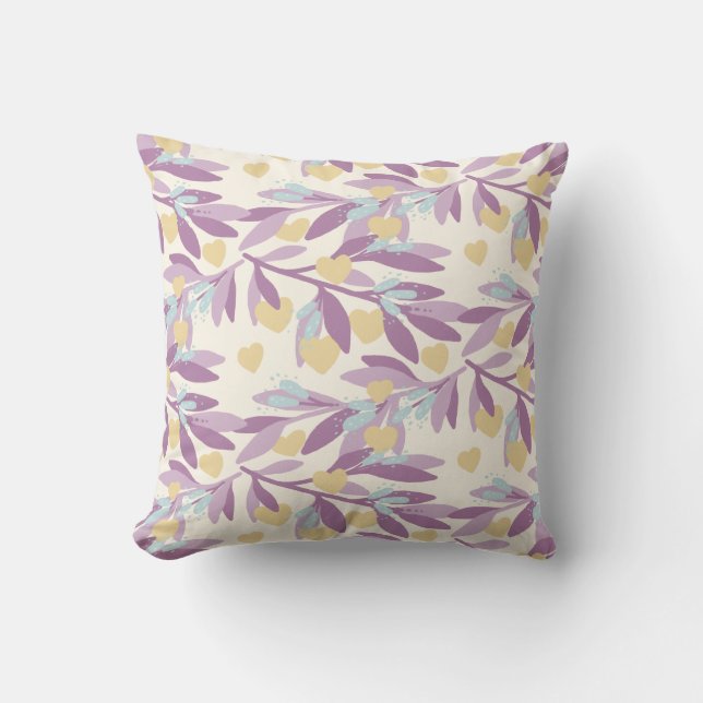 Hearts Branches Valentijn Flowers Love Pattern Kussen (Voorkant)