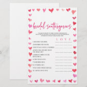 Hearts Bridal Scattergories Bridal Shower Game  Briefpapier (Voorkant / Achterkant)