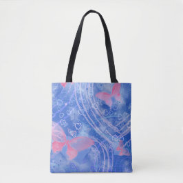 Hearts & Butterfly - All Over Print Tote Bag