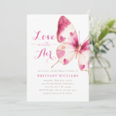 Hearts Butterfly Bruids Douche Uitnodiging (Staand voorkant)