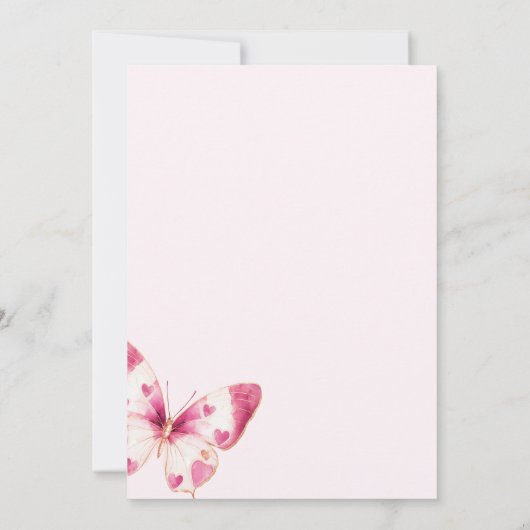 Hearts Butterfly Bruids Douche Uitnodiging (Achterkant)