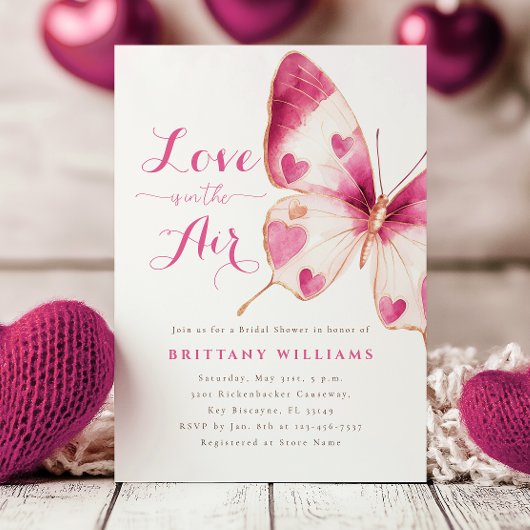 Hearts Butterfly Bruids Douche Uitnodiging