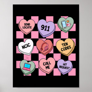 Hearts Candy Valentijnsdag 911 Dispatcher , Poster