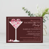 Hearts Champagne Martini Bachelorette Party Kaart (Staand voorkant)