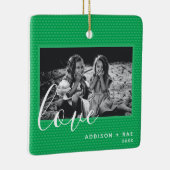 Hearts Christmas Holiday Green Custom Photo Keramisch Ornament (Rechts)