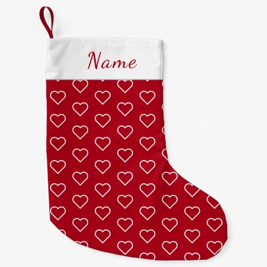Hearts Christmas Stocking met aangepaste naam Kleine Kerstsok (Voorkant)