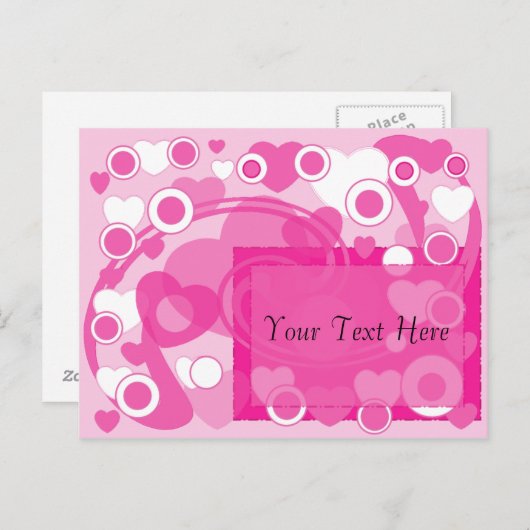 Hearts Circles Links Bewaar de datum Aankondigingskaart (Voorkant / Achterkant)