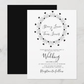 Hearts Circular Black Hand Drawn Lijst Wedding Kaart (Voorkant / Achterkant)