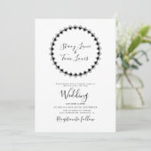 Hearts Circular Lijst Black Geometrical Wedding Kaart (Staand voorkant)