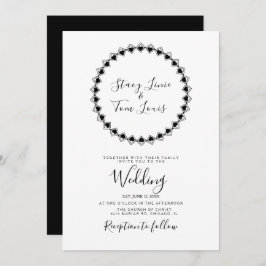 Hearts Circular Lijst Black Geometrical Wedding Kaart
