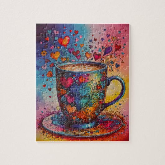 Hearts Coffee Mok Puzzel (Verticaal)