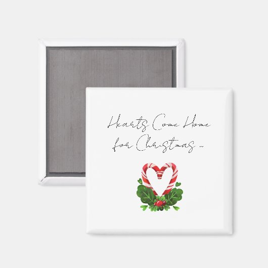 Hearts Come Home voor Christmas Candy Cane Heart Magneet (Voorkant / Achterkant)