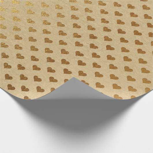 Hearts Confetti Kraft Gold Natural Elegant Minimum Cadeaupapier (Hoek)