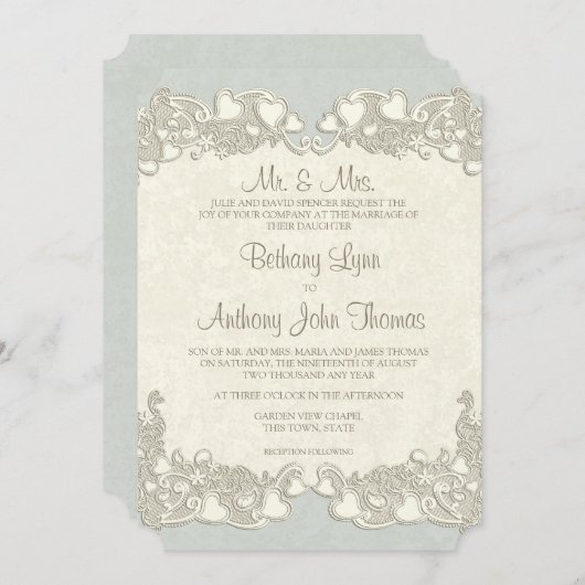  Hearts Country Sage Green Kaart (Voorkant / Achterkant)