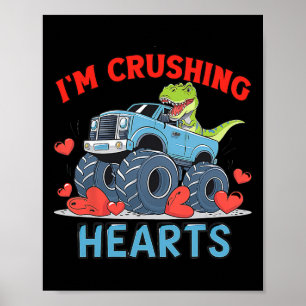 Hearts Crusher Monster Truck Verplettert Een Rode Poster